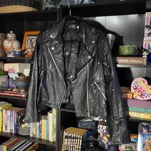 Starred & Studded Faux Leather Jacket NWOT